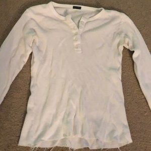 Ribbed Brandy Melville white quarter button up